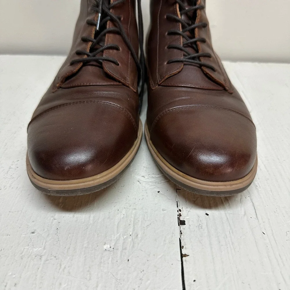 Amberjack Men's The Boot Chestnut Brown Leather Lace Up‎ Ankle Boots Size 11 M